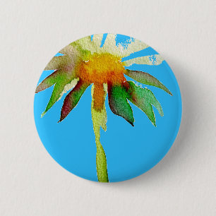 Daisy Blue Modern Art flower 2 Inch Round Button