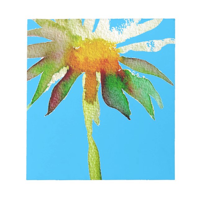 Daisy Blue Modern Art flower Notepad (Front)