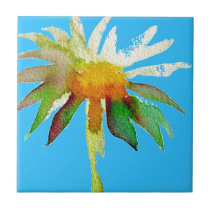 Daisy Blue Modern Art flower Tile