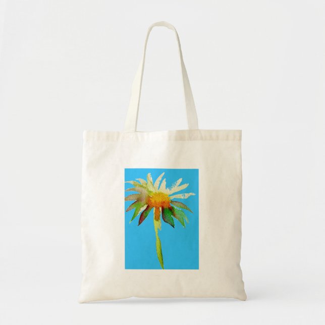 Daisy Blue Modern Art flower Tote Bag (Front)