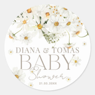 Daisy Boho Baby in Bloom Shower  Classic Round Sticker