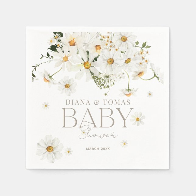 Daisy Boho Baby in Bloom Shower  Napkin (Front)