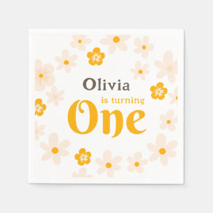 Daisy Boho Floral 1st Birthday Napkin