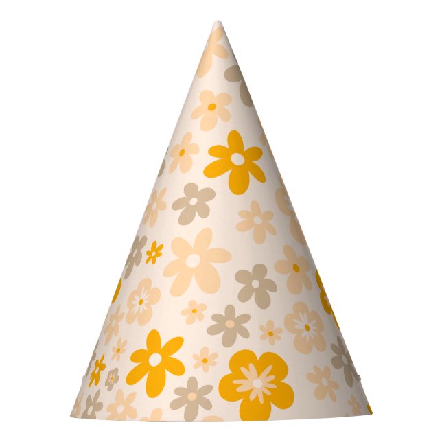 Daisy Boho Floral Photo 1st Birthday Party Hat (Front)