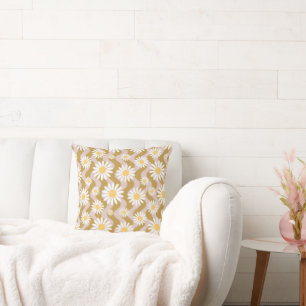 Daisy Boho Floral Throw Pillow