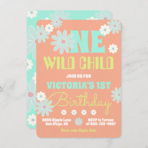 Daisy Boho Groovy Hippie Birthday Party Invitation