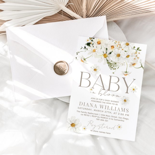 Daisy Boho Wildflower Baby in Bloom Shower Invitation (Creator Uploaded)