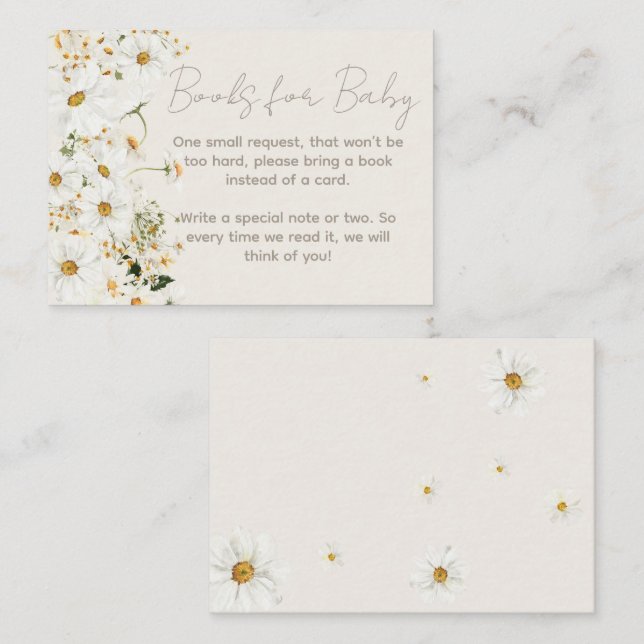 Daisy Boho Wildflower Baby Shower Book Requast Enclosure Card (Front/Back)