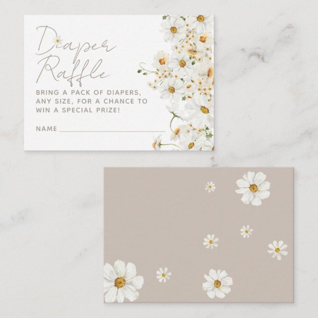 Daisy Boho Wildflower Baby Shower Diaper Raffle Enclosure Card (Front/Back)