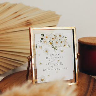 Daisy Boho Wildflower Modern Bridal Kisses Game Poster