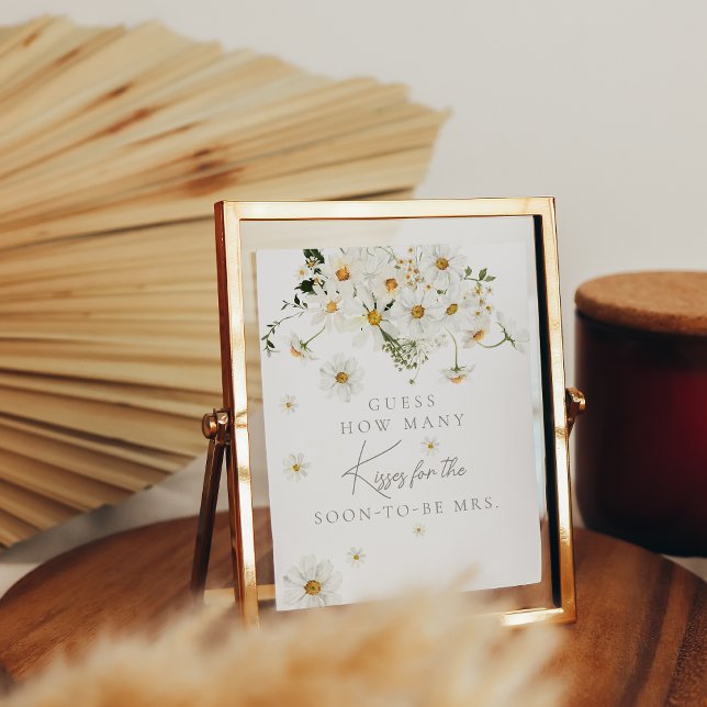 Daisy Boho Wildflower Modern Bridal Kisses Game Poster (Creator Uploaded)