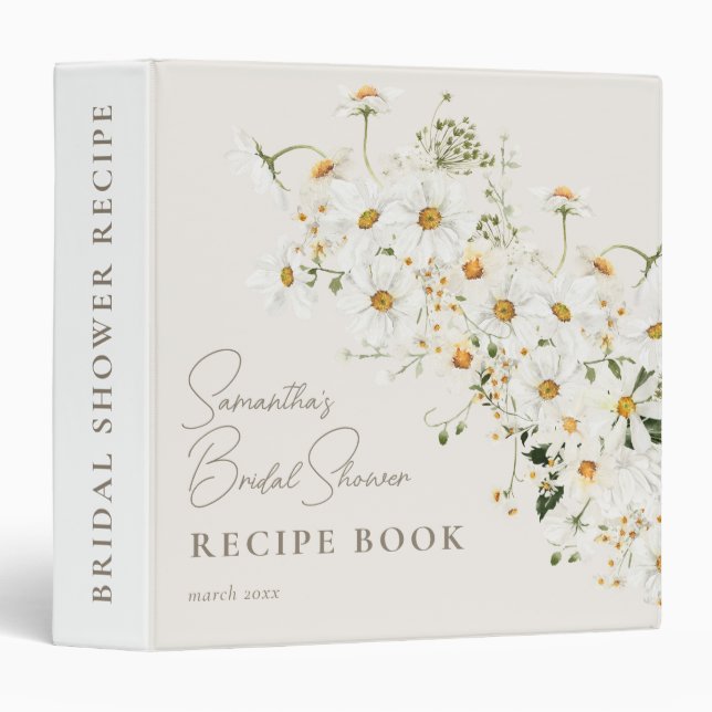 Daisy Boho Wildflower Modern Bridal Shower Binder (Front/Spine)