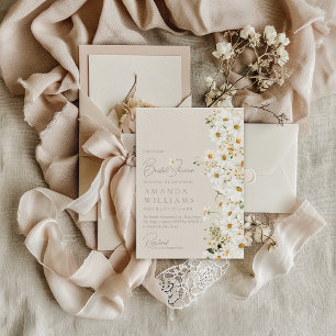 Daisy Boho Wildflower Modern Bridal Shower Invitation