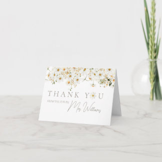 Daisy Boho Wildflower Modern Bridal Shower Thank You Card