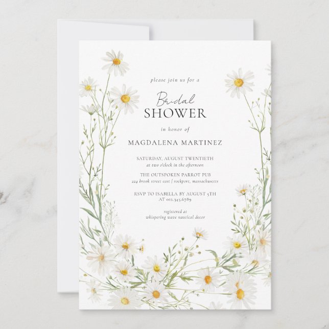 Daisy Boho Wildflower Rustic Bridal Shower Invitation (Front)