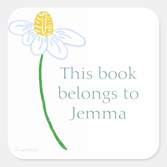 Daisy bookplate square sticker (Front)