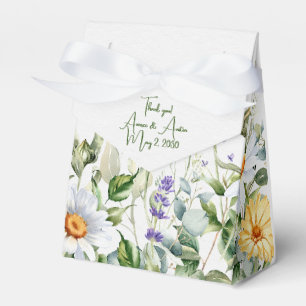 Daisy Border Watercolor Florals Wedding Favor Box