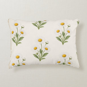 Daisy Botanical, April Birth Flower Wall art Accent Pillow