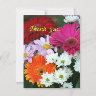 Daisy Bouquet Floral Flat Carte de remerciements