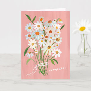 Daisy Bouquet Handpainted Gouache Congratulations  Card