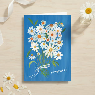 Daisy Bouquet Handpainted Gouache Congratulations  Card