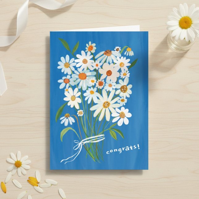Daisy Bouquet Handpainted Gouache Congratulations  Card (Daisy Bouquet Handpainted Gouache Congratulations Card
)