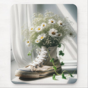 Daisy Bouquet In a White Sneaker Mouse Pad