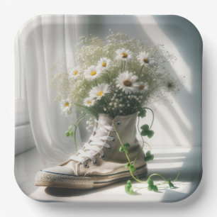 Daisy Bouquet In a White Sneaker Paper Plate
