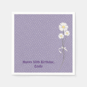 daisy bouquet on pin dots napkins