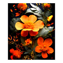 Daisy Bouquet sur Gouache Peinture Poster d'Art