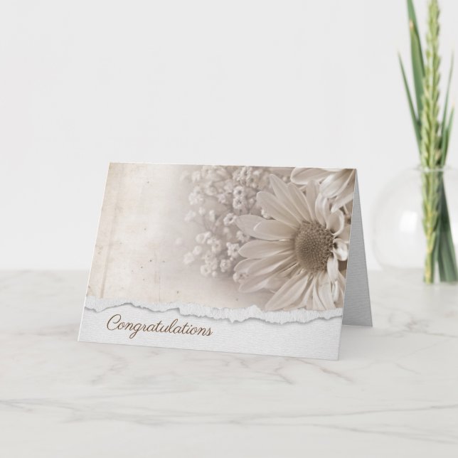 Daisy Bouquet Wedding Congratulations Card (Front)