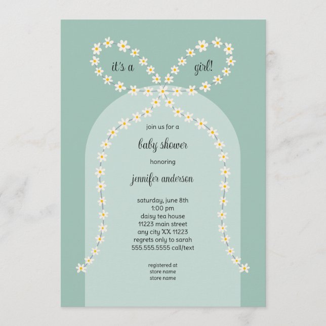 Daisy Bow Baby Shower Invitation (Front)