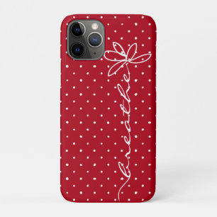 daisy breathe text on red with white polka dots iPhone 11 pro case