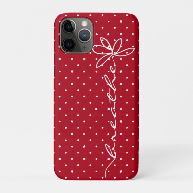 daisy breathe text on red with white polka dots Case-Mate iPhone case (Back)