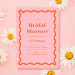 Daisy Bridal Shower Invitation<br><div class="desc">These wedding invitations feature a bold orange colour paired with a light pink, creating a vibrant and playful aesthetic. The retro wave border adds a touch of nostalgia and adds a fun and unique element to the design. The invitations come in multiple colour options, giving you the flexibility to create...</div>