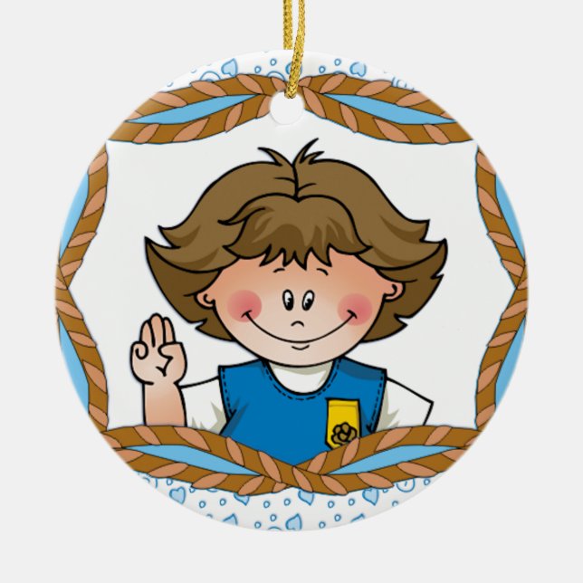 Daisy Brunette Ceramic Ornament (Front)