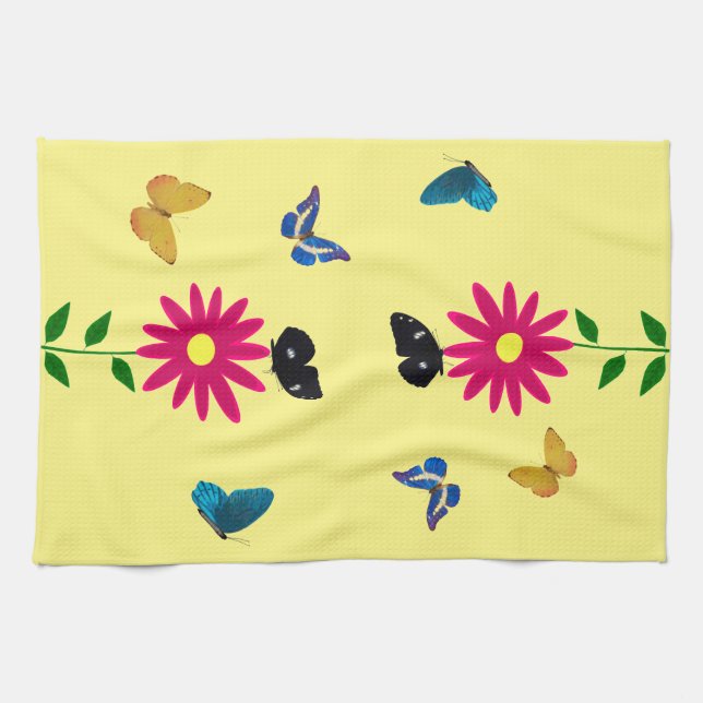 Daisy Butterflies Kitchen Towel (Horizontal)