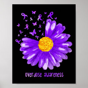 Daisy Butterfly Purple Ribbon Overdose Awareness Poster
