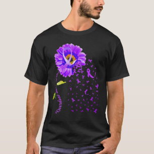 Daisy Butterfly Purple Ribbon Overdose Awareness T-Shirt