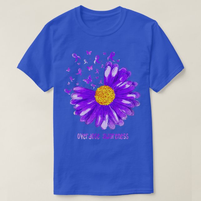 Daisy Butterfly Purple Ribbon Overdose Awareness - T-Shirt (Design Front)