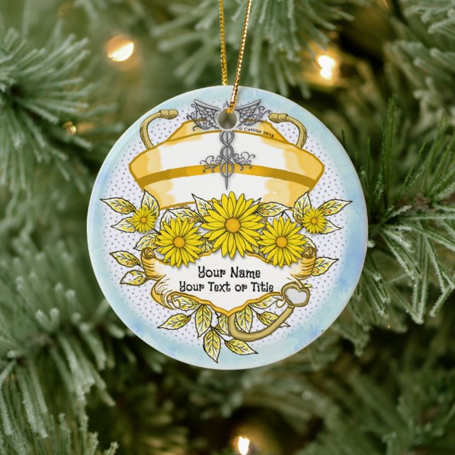 Daisy caduceus nurse  ceramic ornament (Tree)