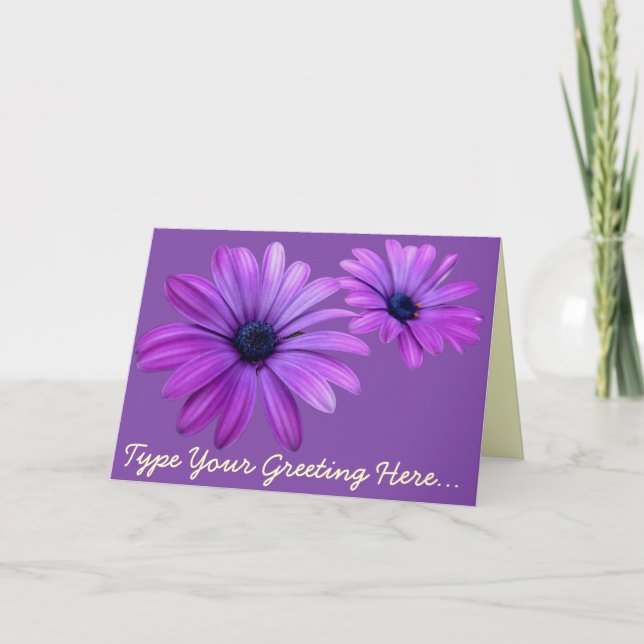 Daisy Card Blue Flowers Custom Greeting Cards (Front)