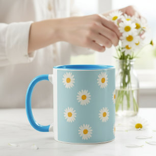 Daisy ceramic mug,  Flower coffee cup
