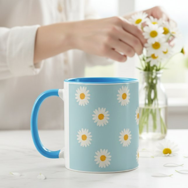 Daisy ceramic mug,  Flower coffee cup (Creator Uploaded)