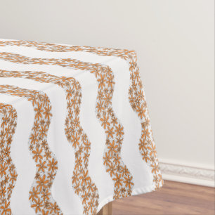 Daisy Chain Wiggly Flower Stripes orange Tablecloth