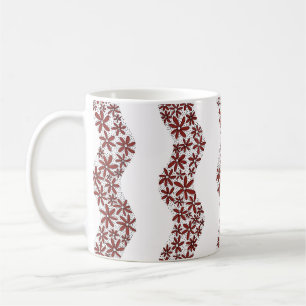 Daisy Chain Wiggly Flower Stripes red Coffee Mug