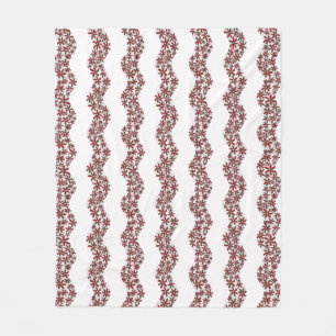 Daisy Chain Wiggly Flower Stripes red Fleece Blanket
