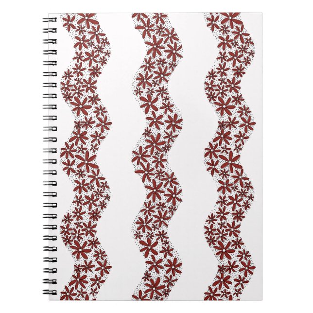 Daisy Chain Wiggly Flower Stripes red Notebook (Front)
