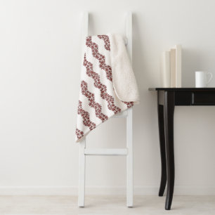 Daisy Chain Wiggly Flower Stripes red Sherpa Blanket