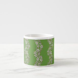 Daisy Chain Wiggly Flower Stripes white red green Espresso Cup